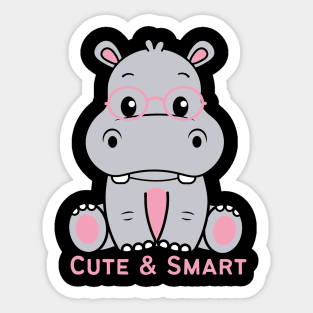 Cute and Smart Cookie Sweet little hippopotamus in pink glasses cute baby outfit Sticker